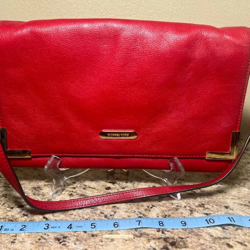 Michael Kors Red Beverly Clutch Shoulder Bag